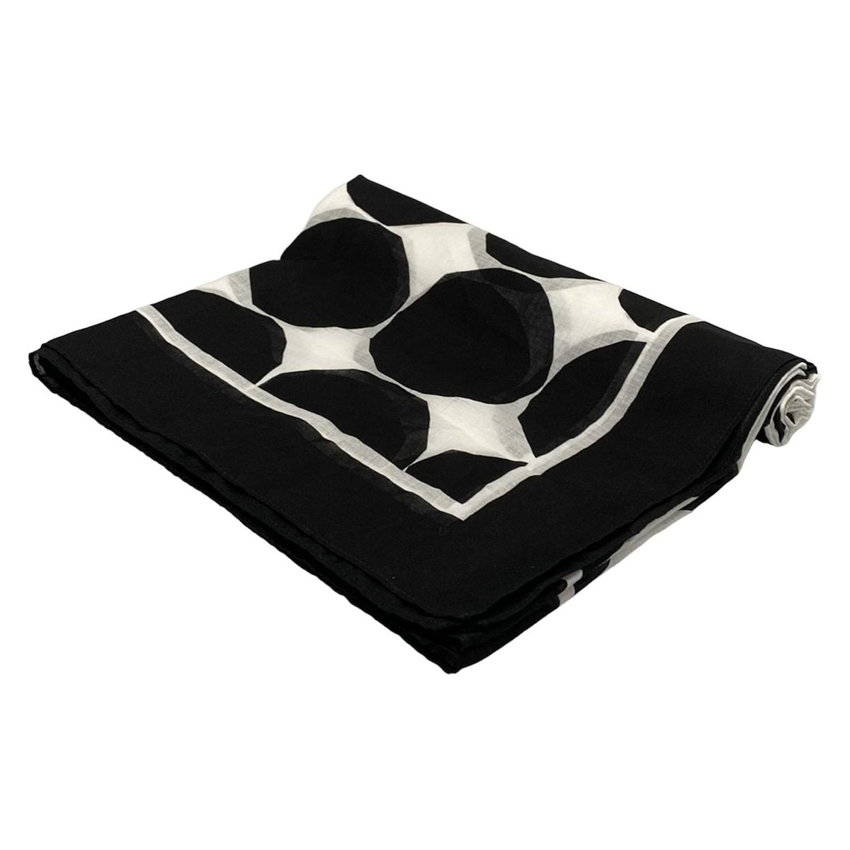 marimekko マリメッコ ストール ショール - 黒×白 ドット柄 コットン