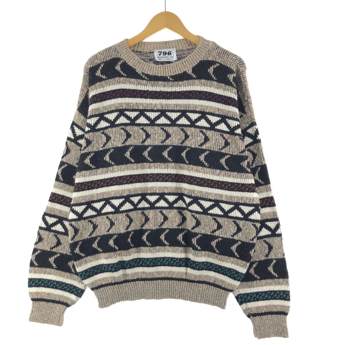 古着 796 BROMTON DR. 総柄 コットンニットセーター メンズXL/eaa362181