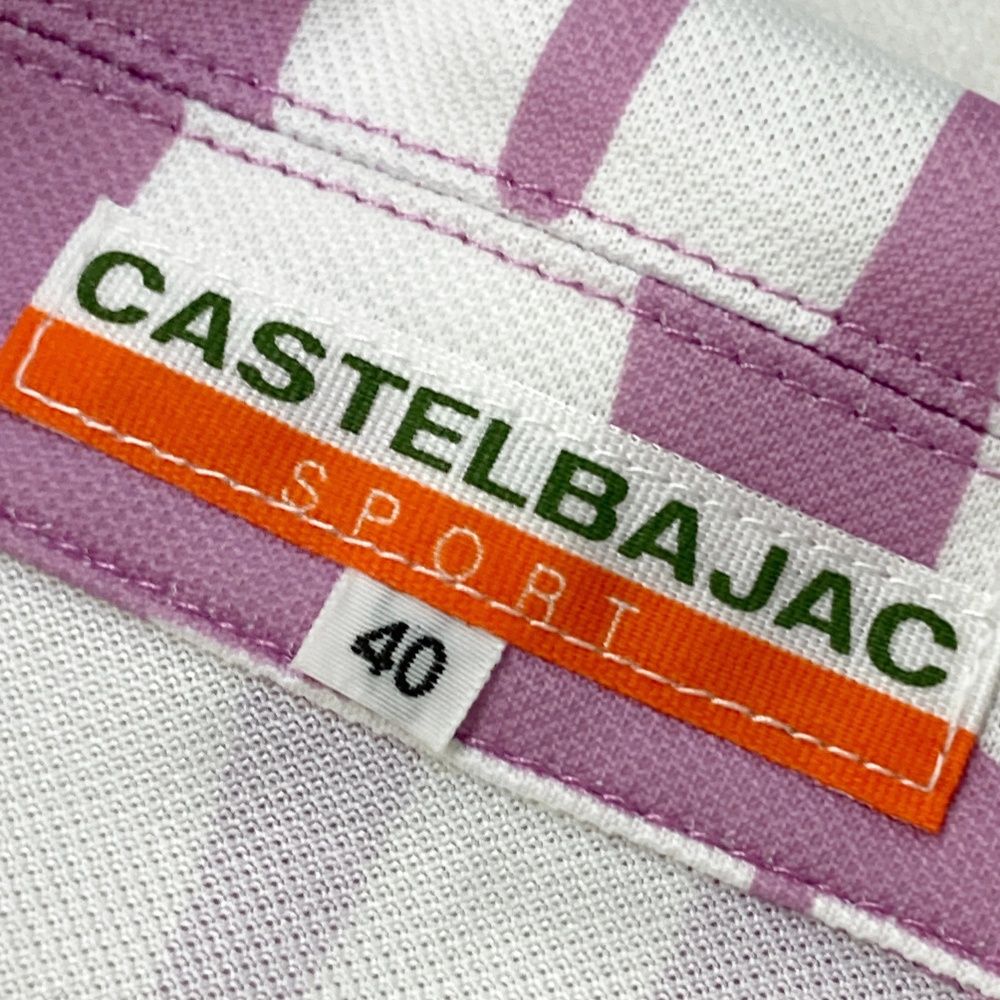 サイズ：42 CASTELBAJAC カステルバジャック  半袖ハイネックシャツ 総柄 ブラック系 [240101449125] ゴルフウェア レディース ストスト CASTELBAJAC カステルバジャック 半袖ポロシャツ ロゴ柄