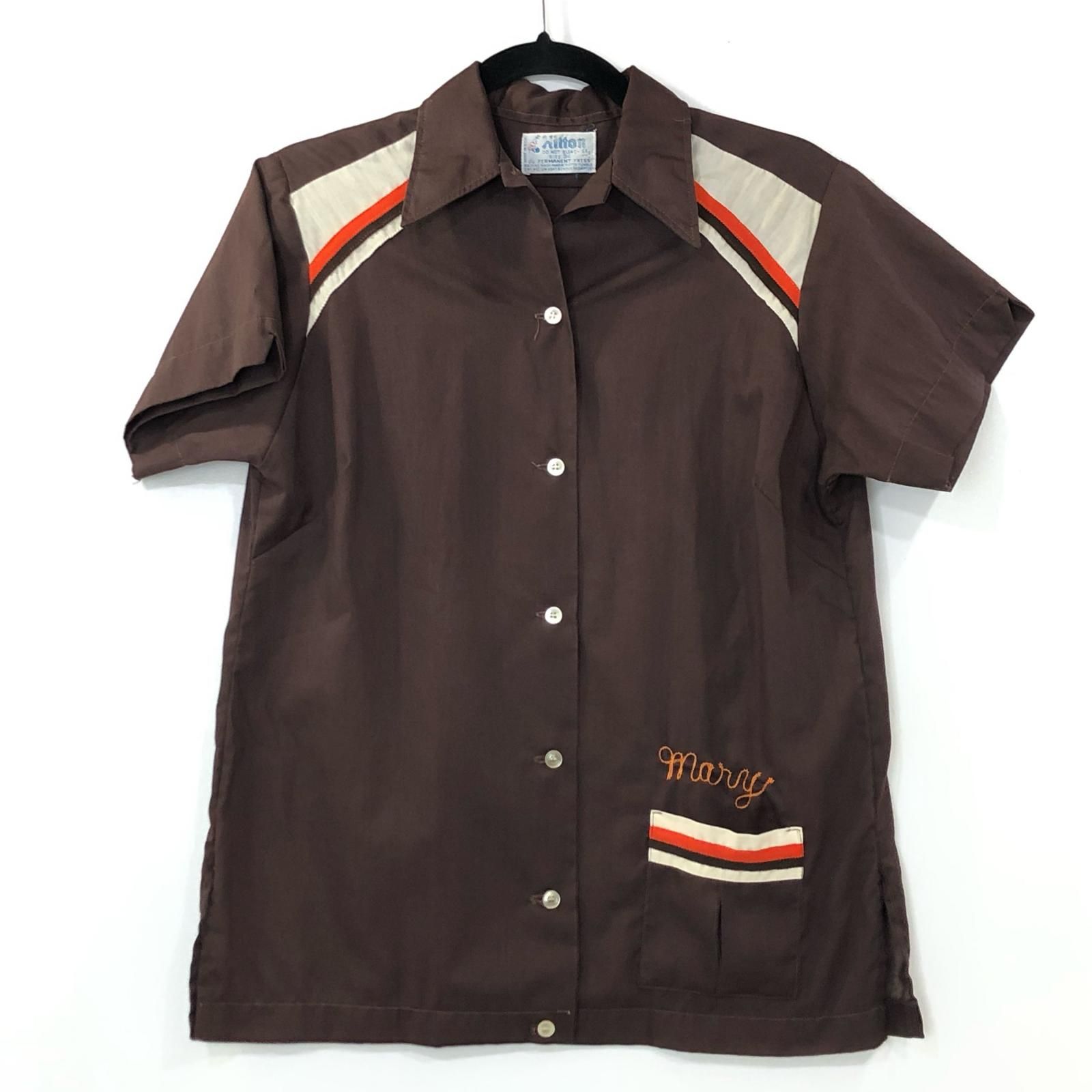 Hilton ボウリングシャツ 黒 赤ストライプ 購入 Hilton ボウリング