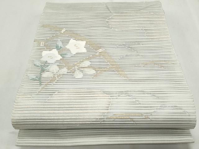 平和屋着物＊夏物 絽綴れ 八寸名古屋帯 籬草花文 金銀糸 正絹 逸品