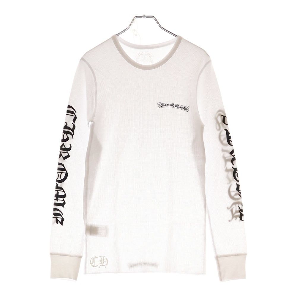 CHROME HEARTS クロムハーツ Thermal L S 袖ロゴプリントサーマル長袖カットソー ホワイト