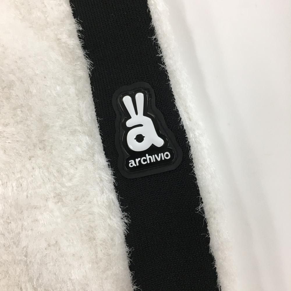 アルチビオ マフラー付きニットベスト 白×黒 サイド切替 フトントロゴ