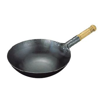 中華鍋 片手 打出木柄 鉄製 山田 山田工業所 30cm