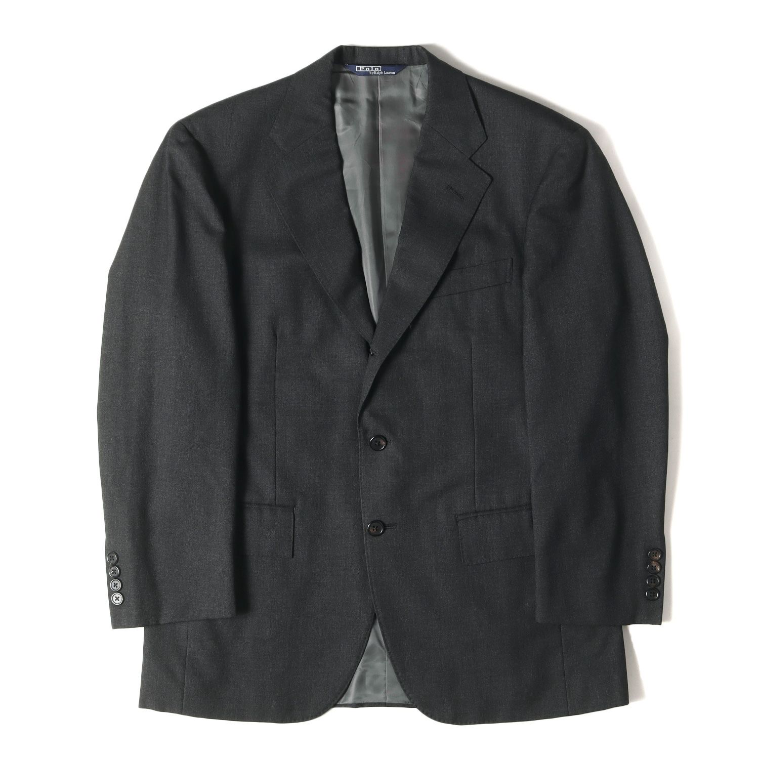 POLO Ralph Lauren ポロ ラルフローレン ジャケット サイズ:C92-W82-T165(M位) 90s ウール 段返り3つボタン テーラードジャケット 日本製 グレー 90年代 アウター ブレザー 上着【メンズ】