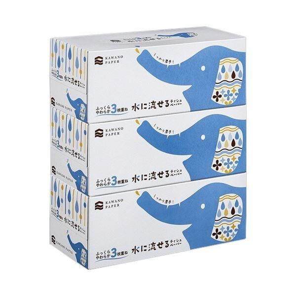 まとめ 河野製紙水に流せるボックスティッシュ 3枚重ね 120組 箱 1パック 3箱 〔×10セット〕