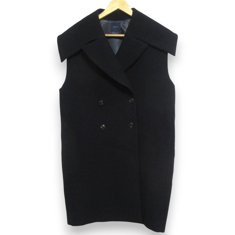 23AW shirocon yori シロコン ヨリ ポコポコビッグ ジレ ウール100％ ロングジレ SC25-23013AW-2 サイズ38 ブラック レディース 古着