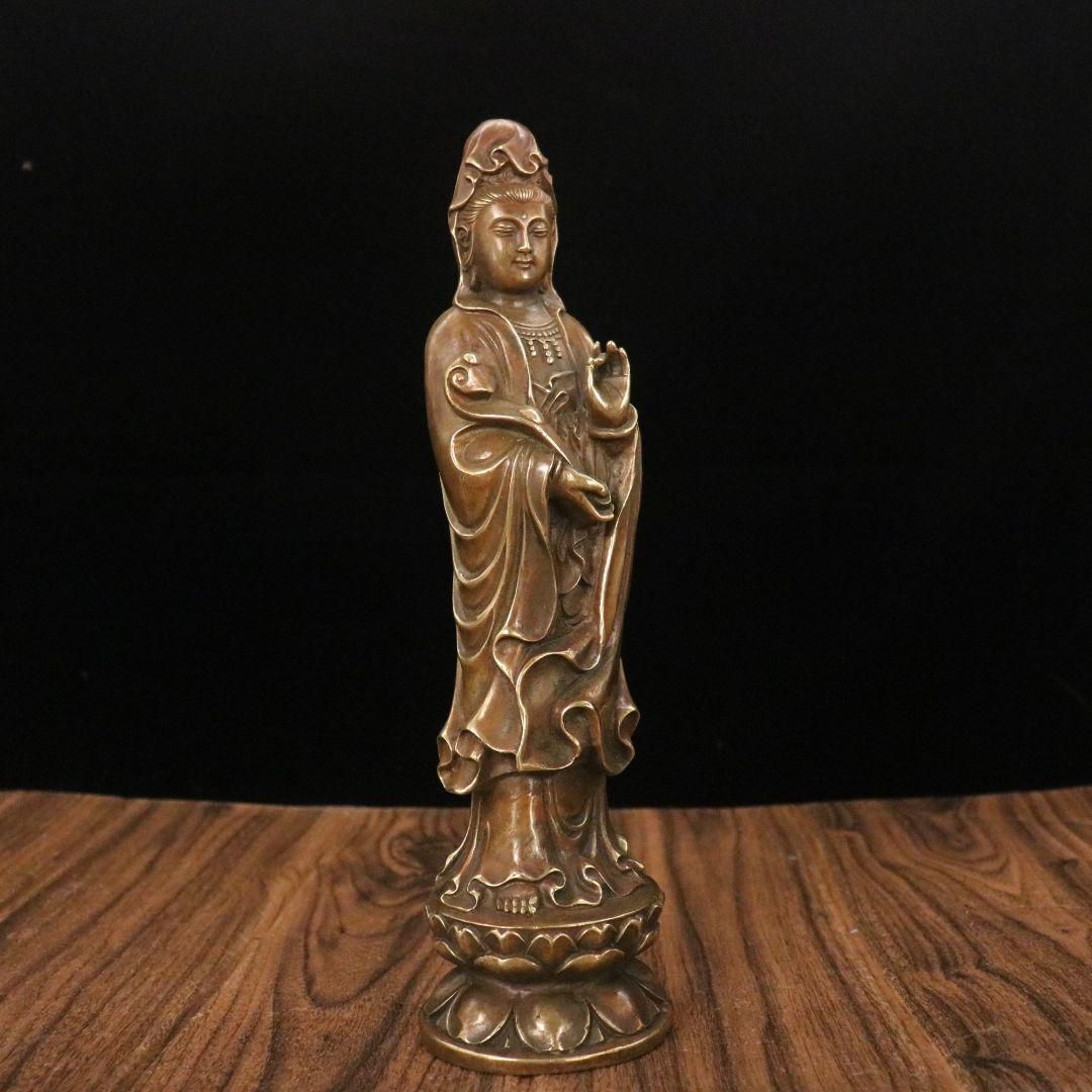 仏教美術 仏像 観世音菩薩像 小仏像 銅製 銅器 仏教美術 仏像 観世音菩薩 小仏像 銅製 銅器 - メルカリ