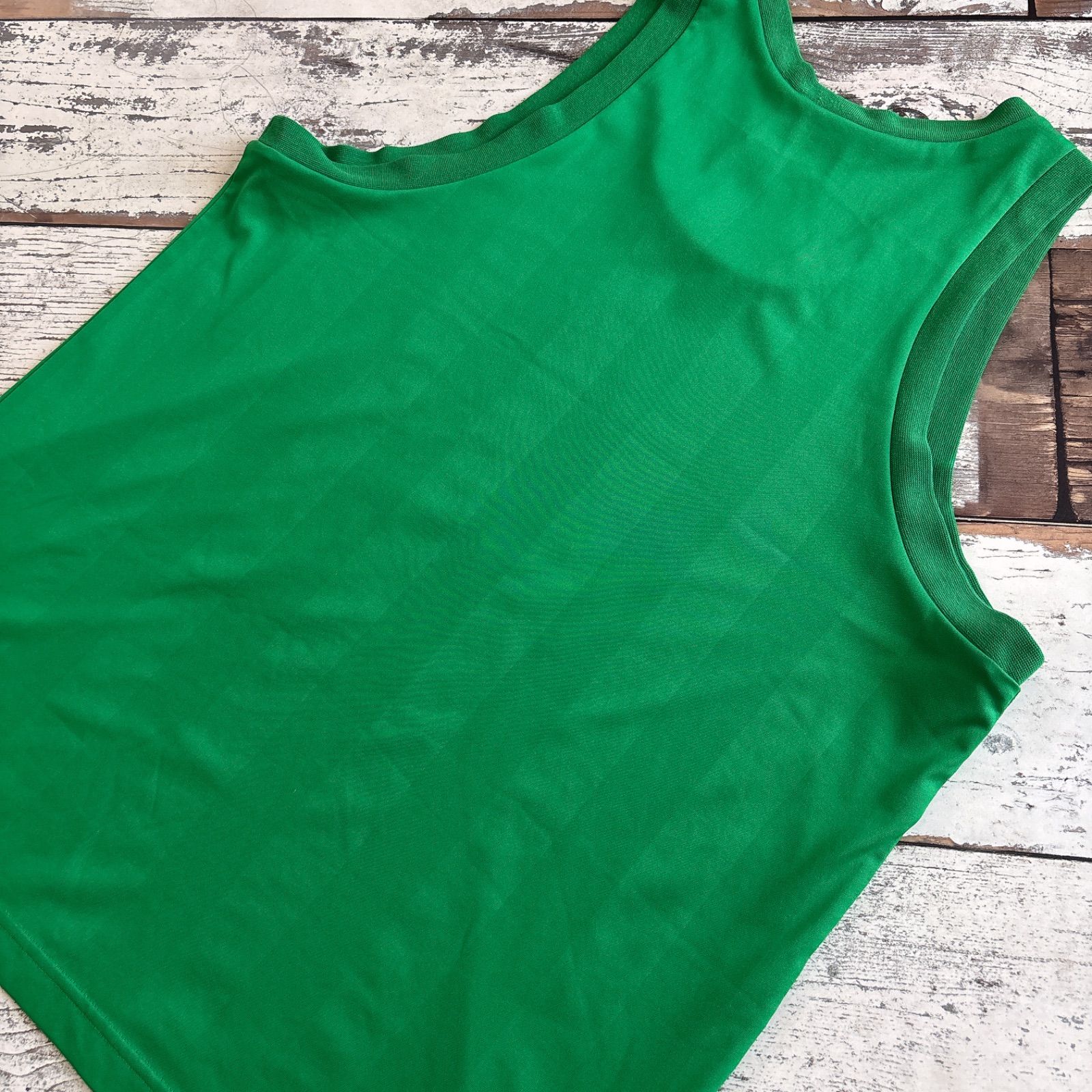 70s 80s adidas タンクトップ　グリーン　トレフォイル USA製 adidas アディダス トレフォイル ロゴ プリント タンクトップ