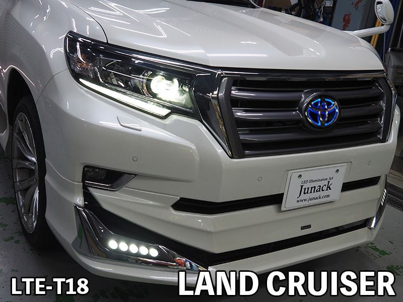 M s トヨタ 150系 ランドクルーザープラド 中期 2013.09-2017.08 Junack フロント LEDトランスエンブレム スリムライン ブルー ジュナック 社外 パーツ 部品 外装 カスタム 光る 150プラド LTE-T18