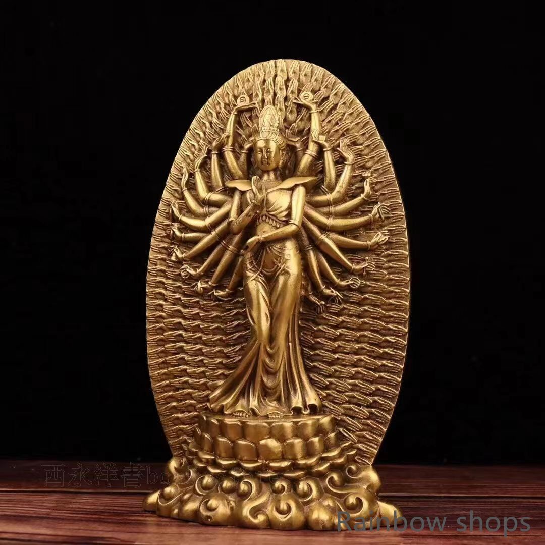 guigui  チベット 仏像 置物 彫刻 銅製　観音菩薩 観音菩薩立像（鍍金銅製チベット仏像)アンティーク