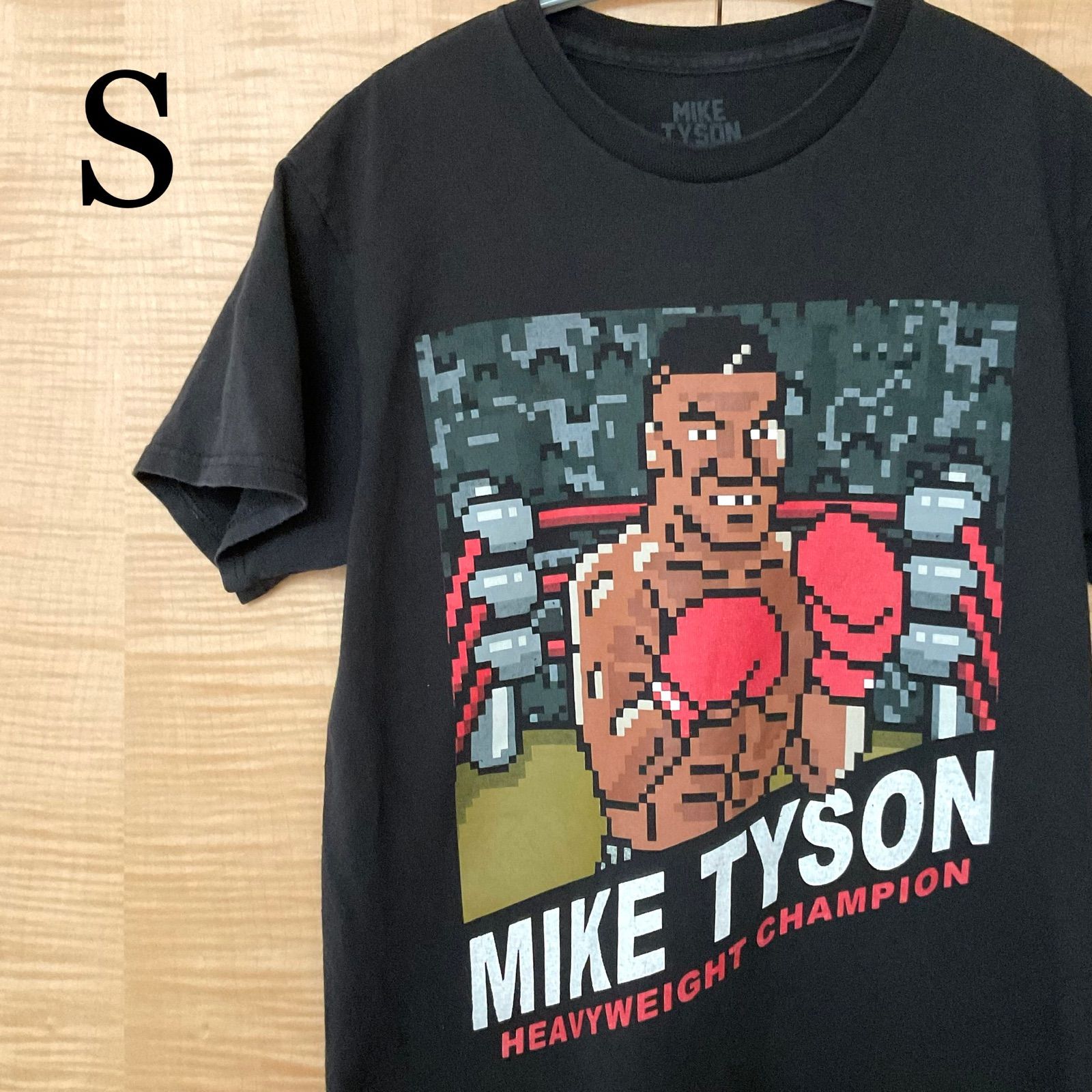 US古着 マイク・タイソンMIKE TYSON ピクセルイラスト半袖tシャツ黒S