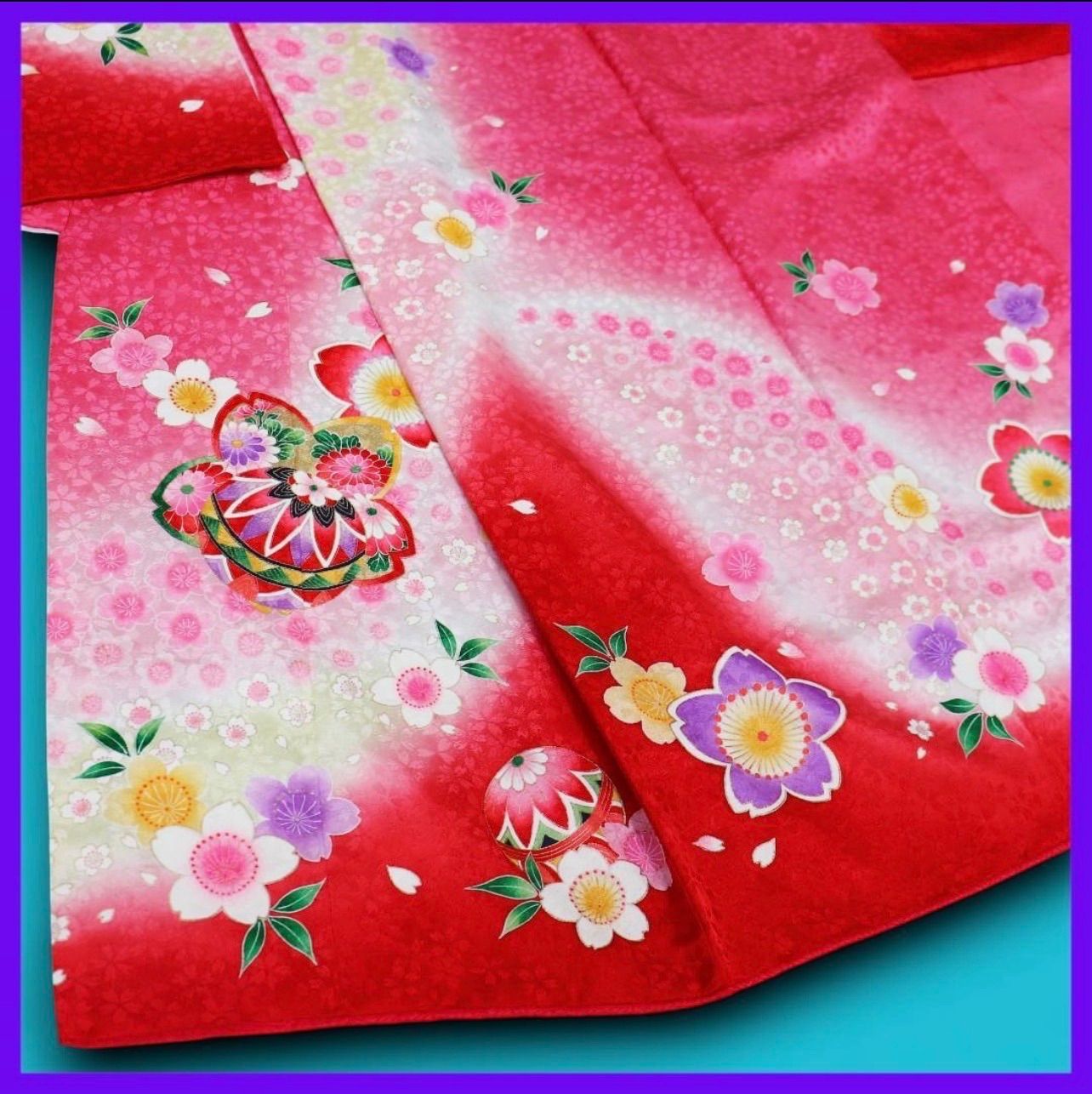 三日月とうさぎ a0401 七五三祝い着 正絹 四つ身着物 7歳七五三 SKLAD-KIRPICHA_RU