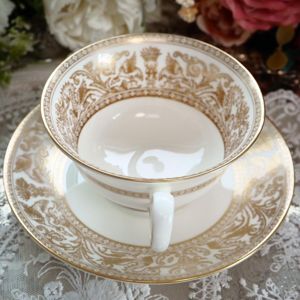 ウェッジウッド フロレンティーン ゴールド カップ＆ソーサー１客 西洋陶磁 ティーカップアンドソーサー アンティーク ヴィンテージ ビンテージ イギリス F6