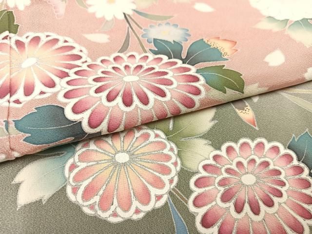 平和屋着物●訪問着　友禅　草花文　暈し染め　正絹　逸品　AABH3021ph 平和屋着物○訪問着 友禅 作家物 枝花文 暈し染め 正絹 逸品