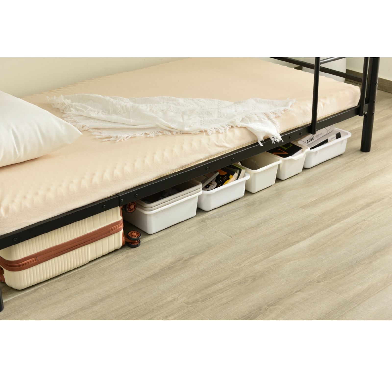 新作】【ホワイト】三段ベッドチール 耐震 ベッド シングル 分離可能