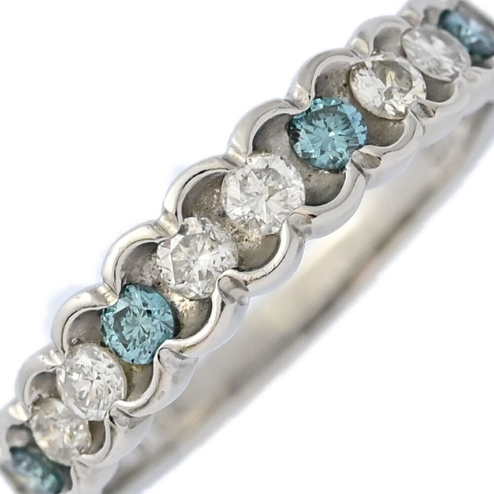 0.2ct|FD 0.3ct|ブルーダイヤモンド ハーフエタニティセッティング･ダイヤモンドリング･指輪|Pt900-4.5g|15号| 55|プラチナ ♀ S レディース 590063