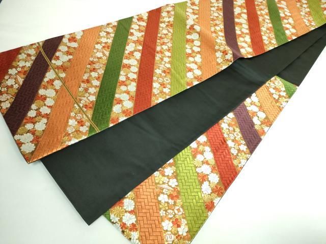 平和屋本店□極上 西陣 河合美術織物謹製 六通柄袋帯 唐織 宝尽くし花