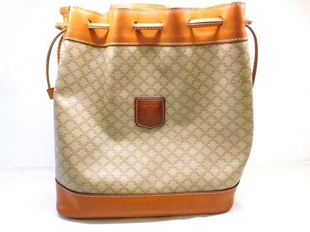 CELINE セリーヌ □ 巾着 肩掛け ショルダーバッグ マカダム柄