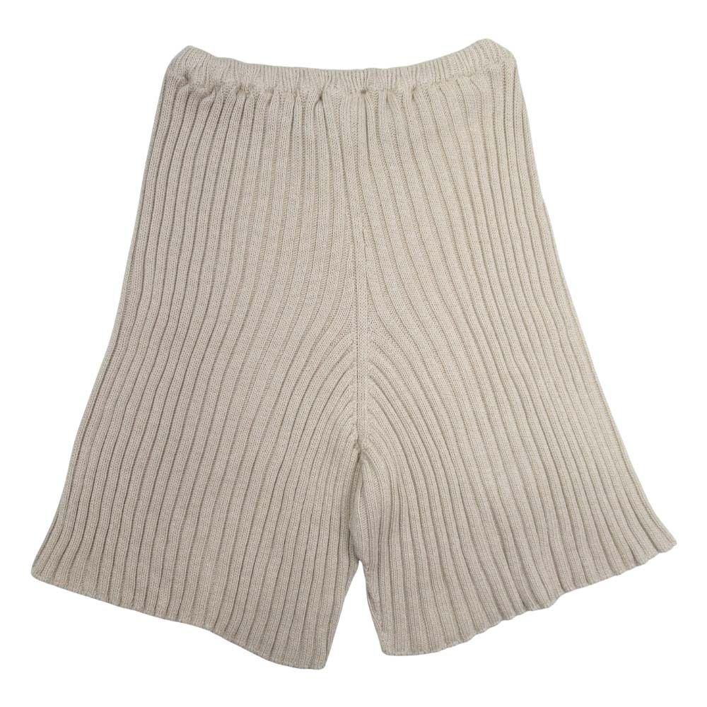 BASERANGE ベースレンジ コットンニット ワイドリブ ハーフパンツ ショーツ ワイドシルエット M-L ベージュ レディース 古着