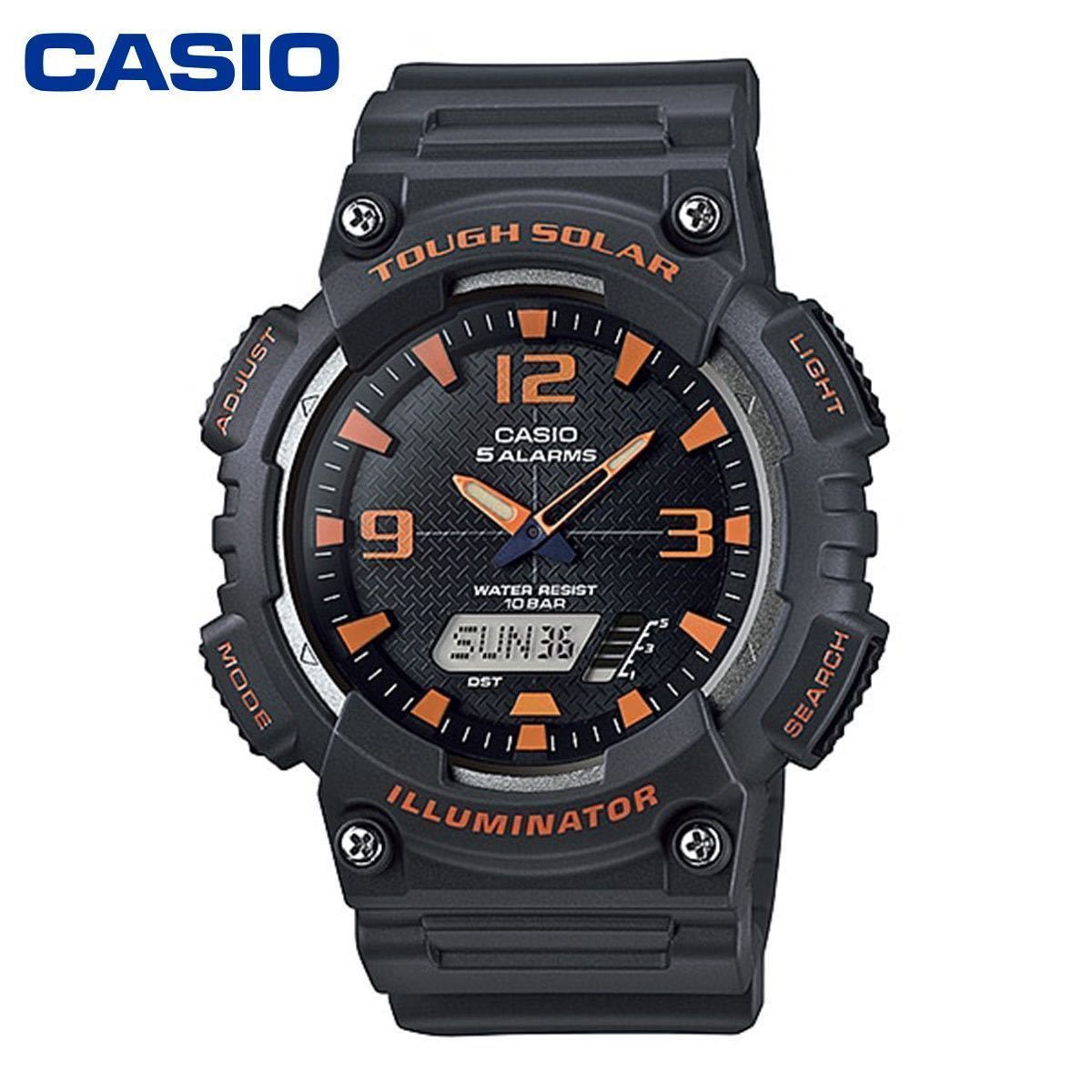 CASIO AQ-S810W-8A ダークグレー オレンジ カシオ ソーラー アナログ