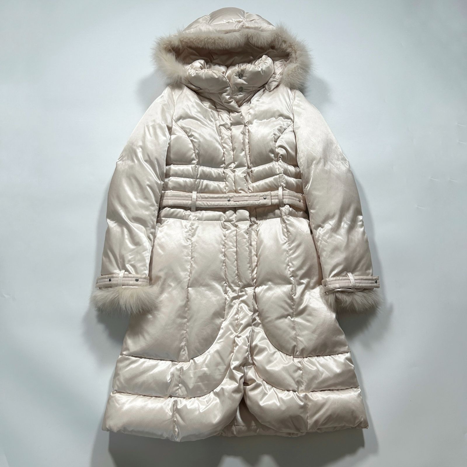 トゥビーシック ダウンコート アイスブルー ラインストーン付 TO BE CHIC トゥービーシック ファー ダウン コート