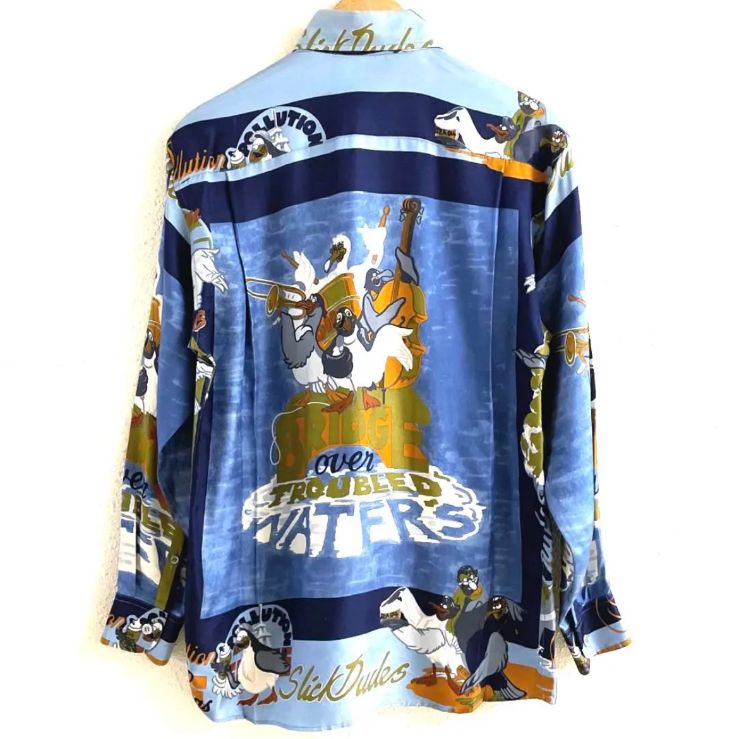 90s ICEBERG アイスバーグ シルク 長袖シャツ メンズ S