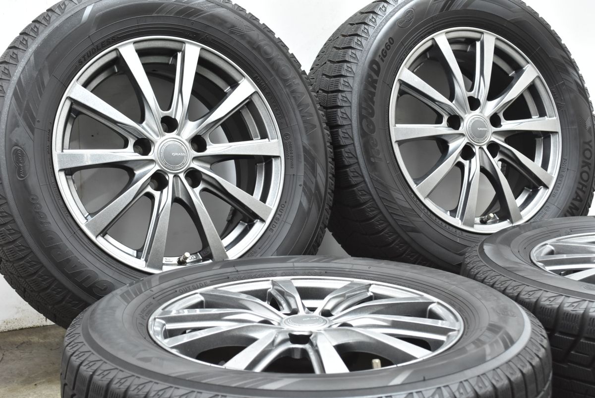 程度良好品 GRASS 16in 6.5J 38 PCD114.3 ヨコハマ アイスガード iG60 215 65R16 アルファード ヴェルファイア カローラクロス
