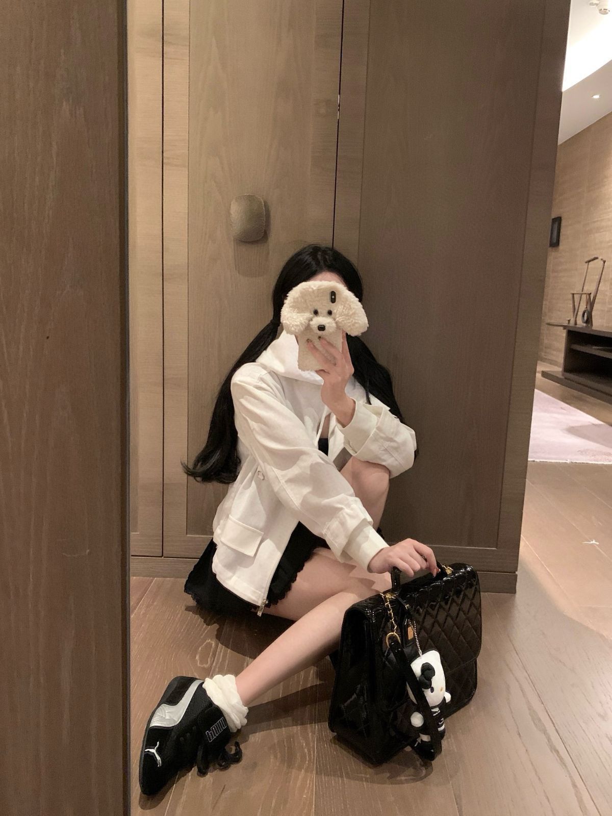 ポケット付き連帽ファスナーの綿麻混紡ジャケット アウター