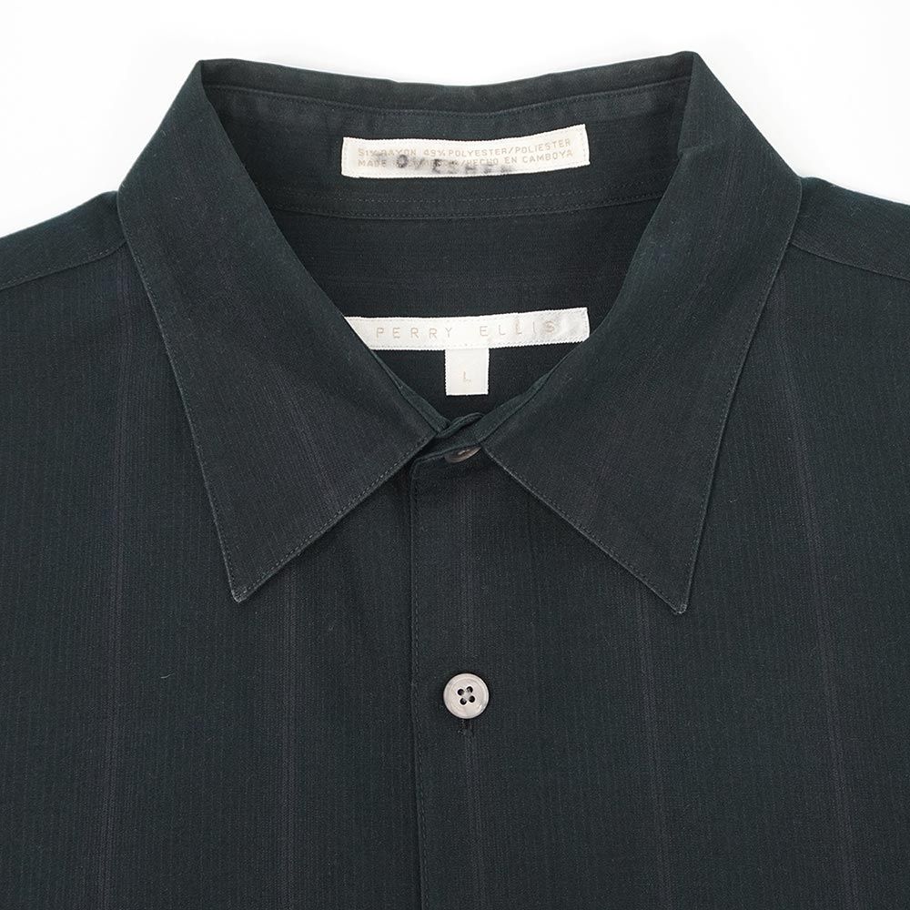 90s PERRY ELLIS レーヨン　半袖シャツ　vintage 古着　L 90s～ PERRY ELLIS ペリー・エリス 幾何学模様 ドット柄 総柄