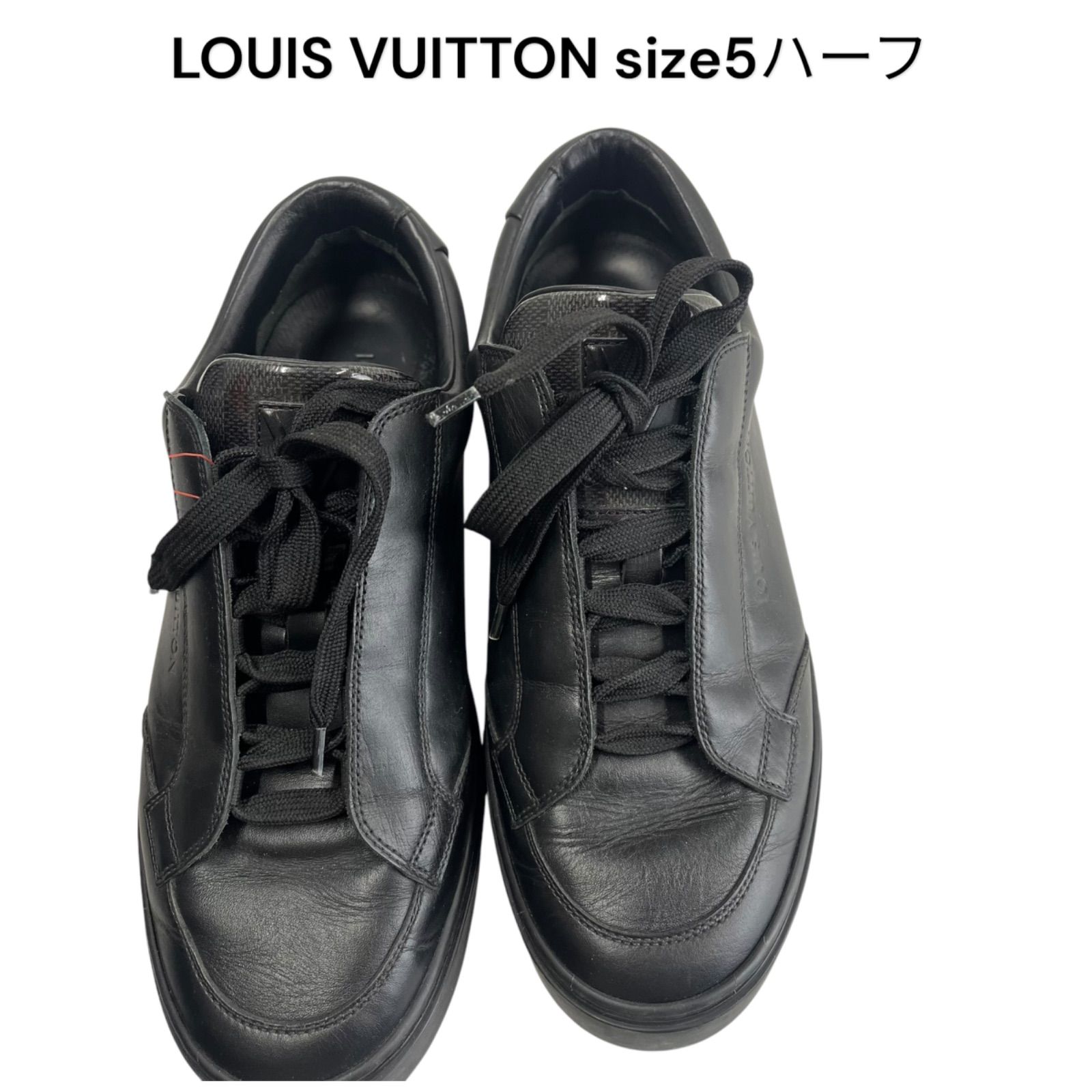 ○ルイヴィトン LOUIS VUITTON レザー スニーカー ブラック 5ハーフ  