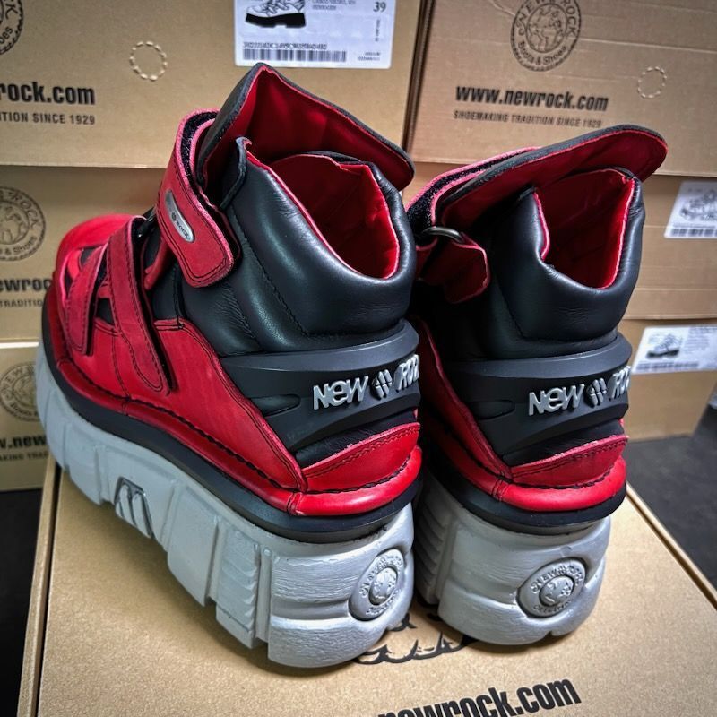 NEW ROCK】M.285-S39 / レッドxホワイト / 厚底スニーカー / 本革 NEW
