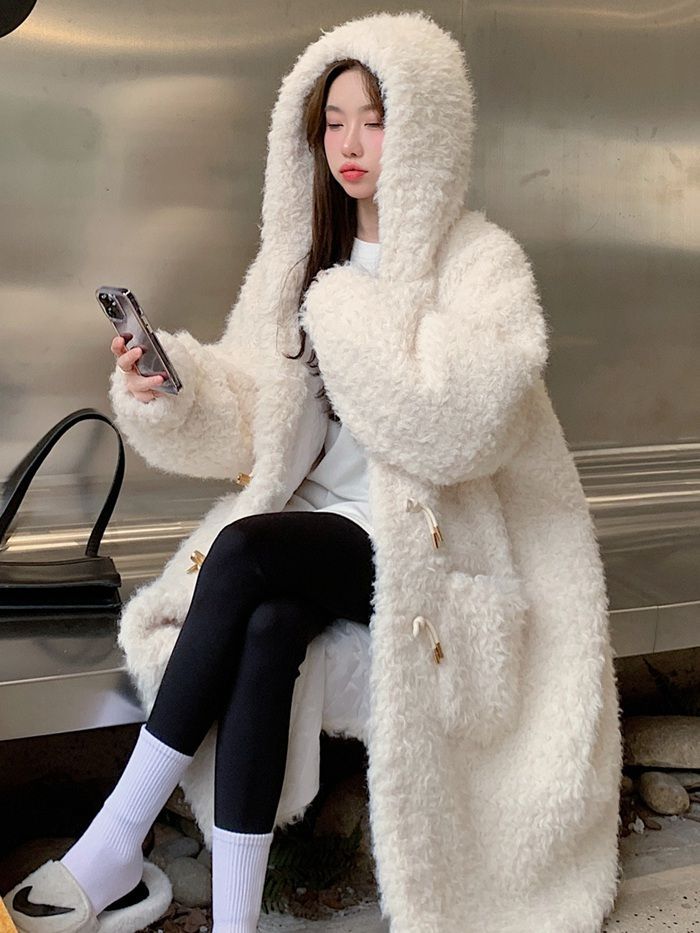 ファーコート ボリューム冬新作フェイクファー 秋冬服 カジュアル暖かい フェイクファーレディースフード付きロング丈もこもこ ファーコート ボリューム冬新作フェイクファー 秋冬服 カジュアル