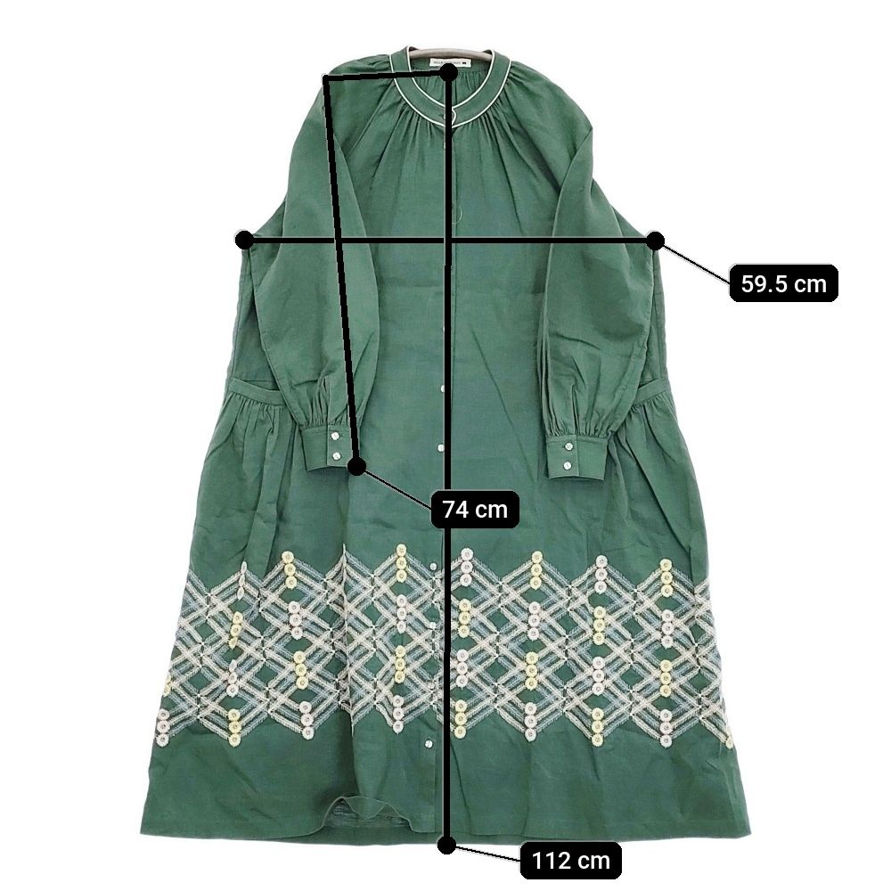 mina perhonen kori リネン 刺繍 シャツワンピース サイズ38 定価88000