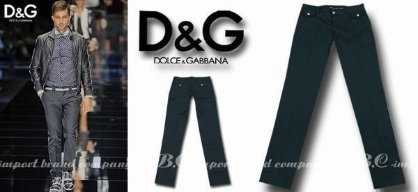 D&G ブラックパンツ DOLCE&GABBANAドルガバブラックラインコットンパンツ46