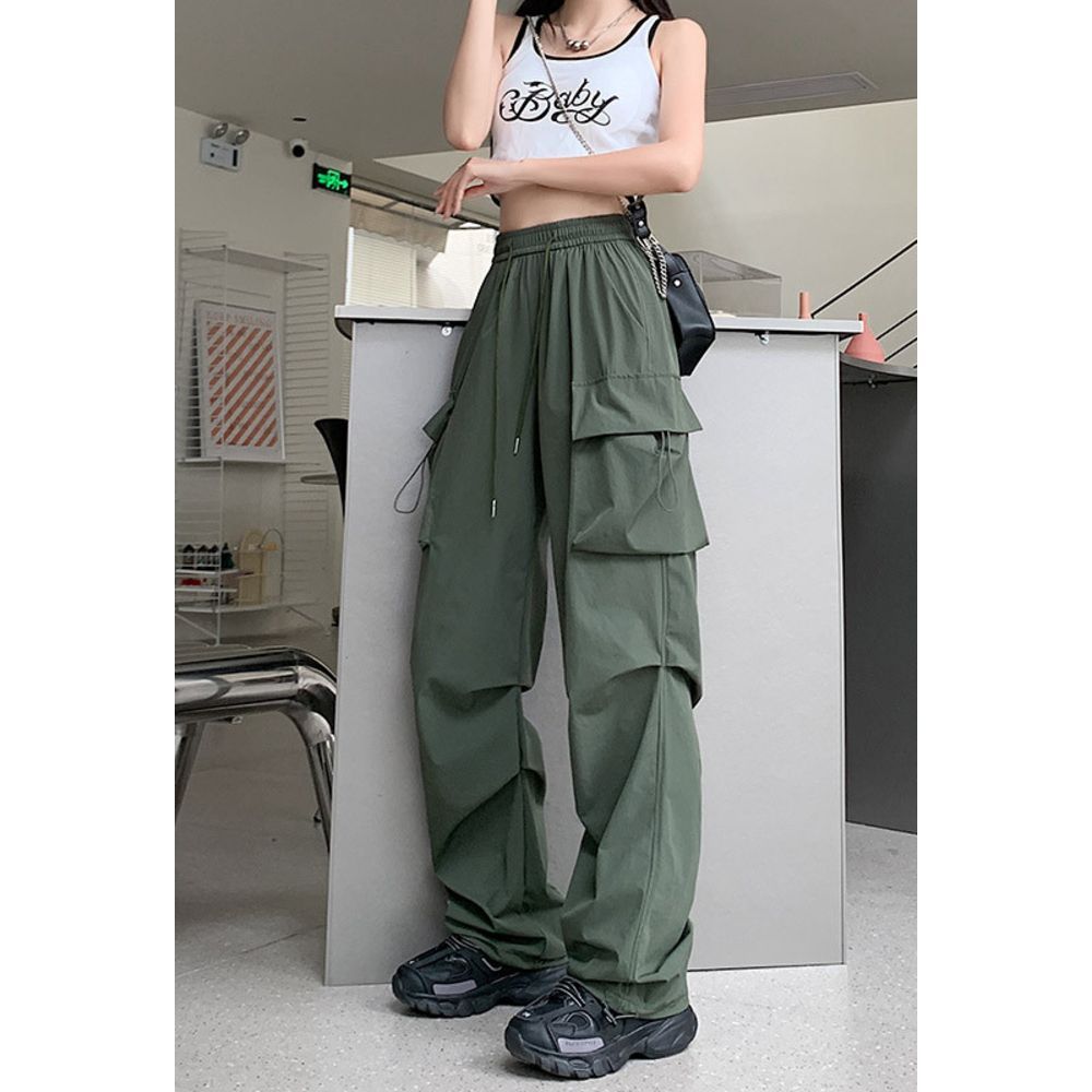 ☆ オリーブグリーン×ロング ☆ Sサイズ ☆ カーゴパンツ kpants407 