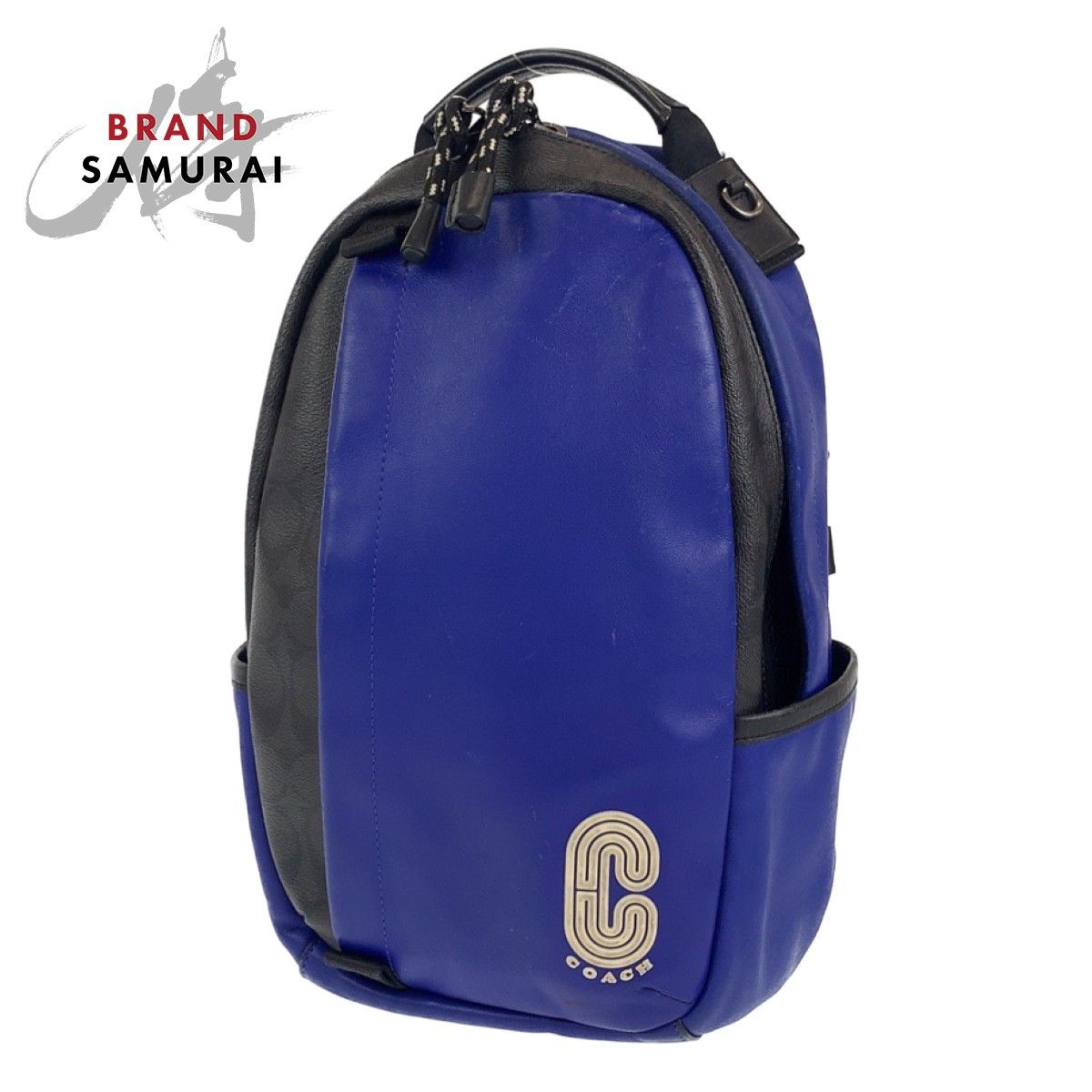 COACH コーチ シグネチャー ブルー 青 ブラック 黒 レザー ボディー 