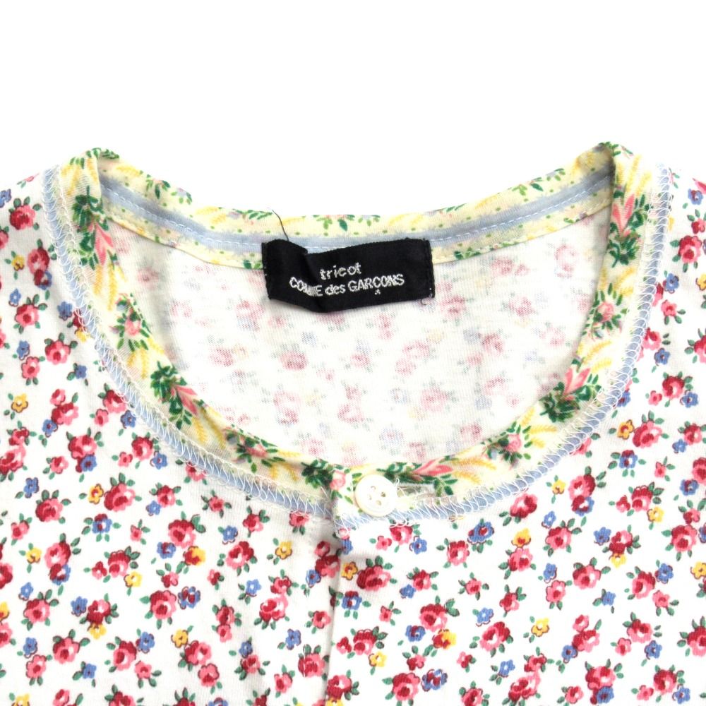 良品 06ss tricot COMME des GARCONS トリココムデギャルソン 製品洗い加工 花柄 カットソー カーディガン インサイドアウト レディース 古着 中古 tricot COMME des GARCONS - 良品 06ss tricot COMME des