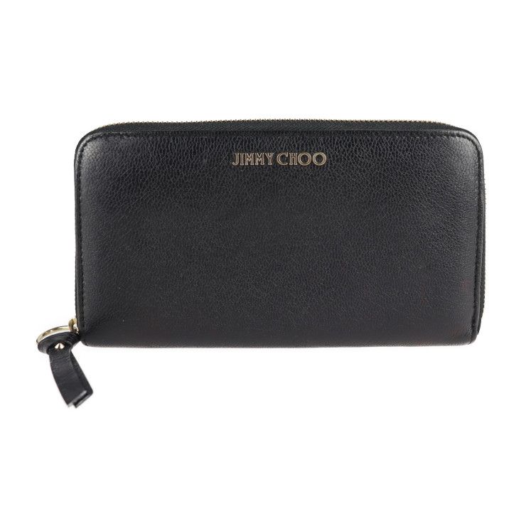 JIMMY CHOO ジミーチュウ ピッパ 長財布 レザー ブラック ゴールド金具