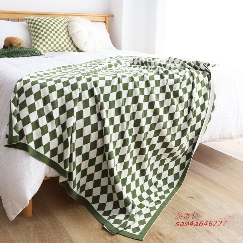 白黒純綿菱格カジュアルカーペット寝室ベッドカーペットリビングソファカバーカーペット毛布