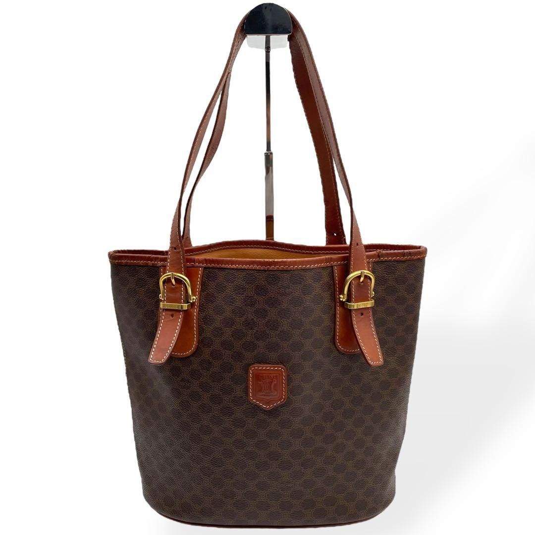 【美品】 【希少】セリーヌCELINEマカダム柄トートバッグ ブラック ブラウン セリーヌ CELINE マカダム トート バッグ PVC レザー ブラック