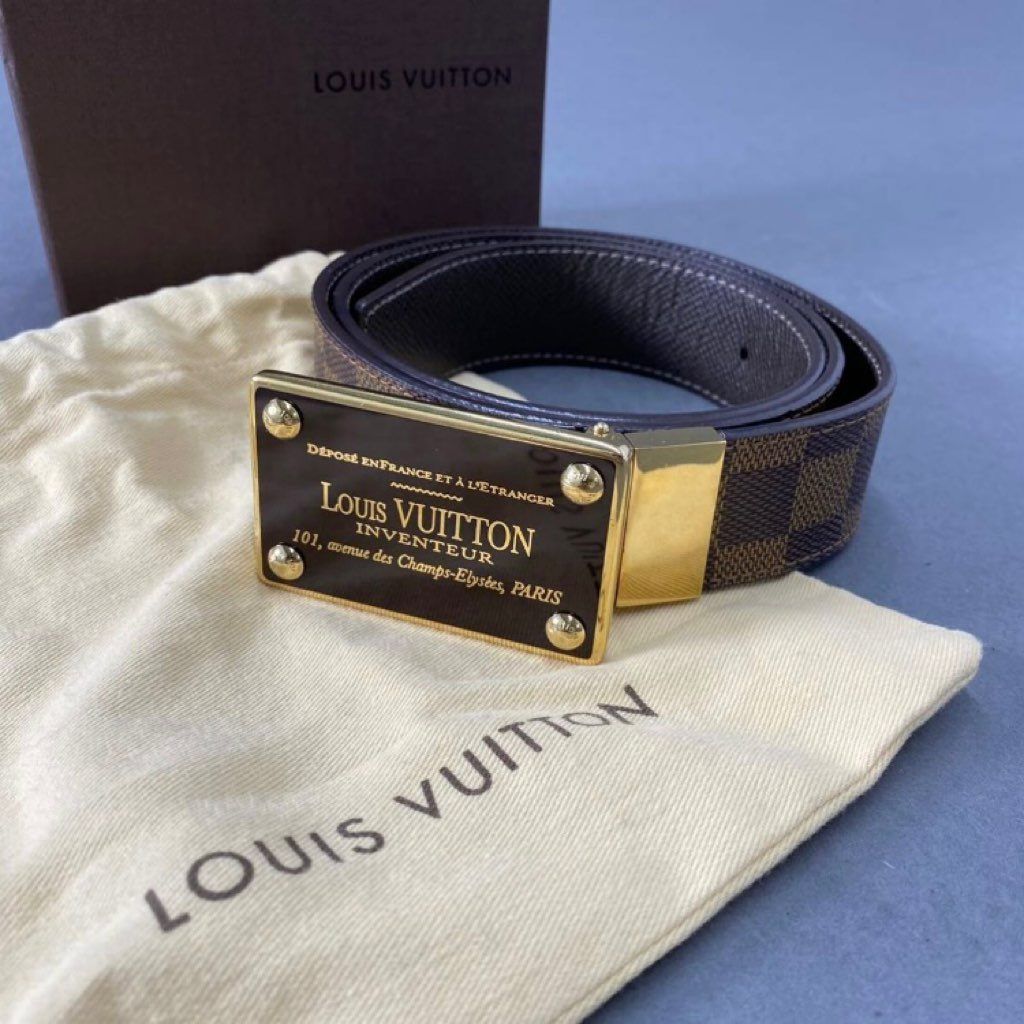 g6 《美品》 LOUIS VUITTON ルイヴィトン サンチュール・アンヴァントゥール ダミエ・エベヌ M9677 レザーベルト 85/34  メンズ 男性用 正規品 - メルカリ