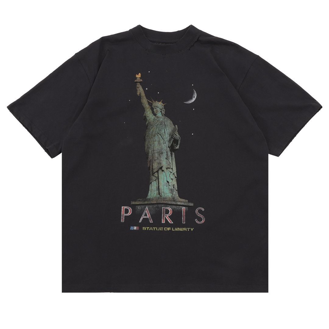 BALENCIAGA バレンシアガ Paris Liberty Tシャツ ミディアムフィット ユニセックス  ブラック ヴィンテージジャージー