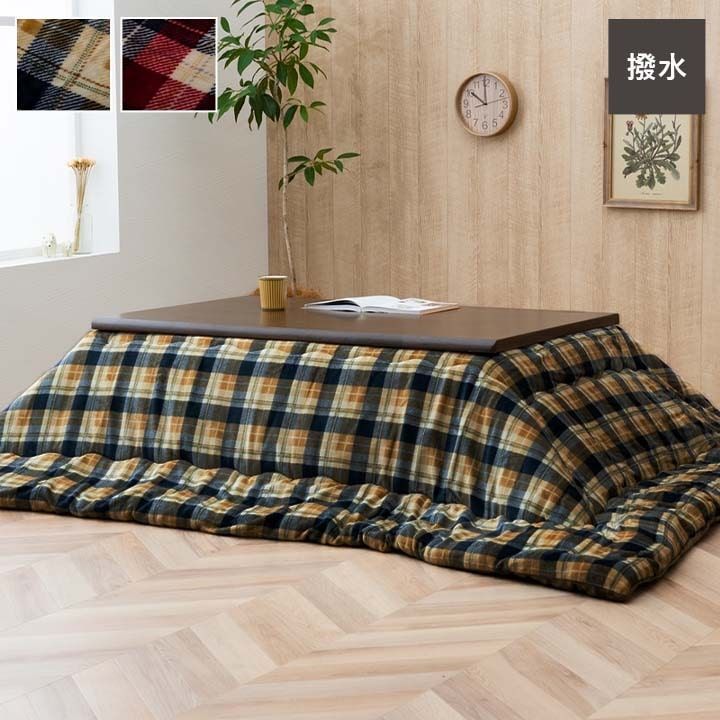 こたつ布団 国産 正方形 撥水 チェック柄 シンプル 軽い ふんわり 柔らかい  約190×190cm