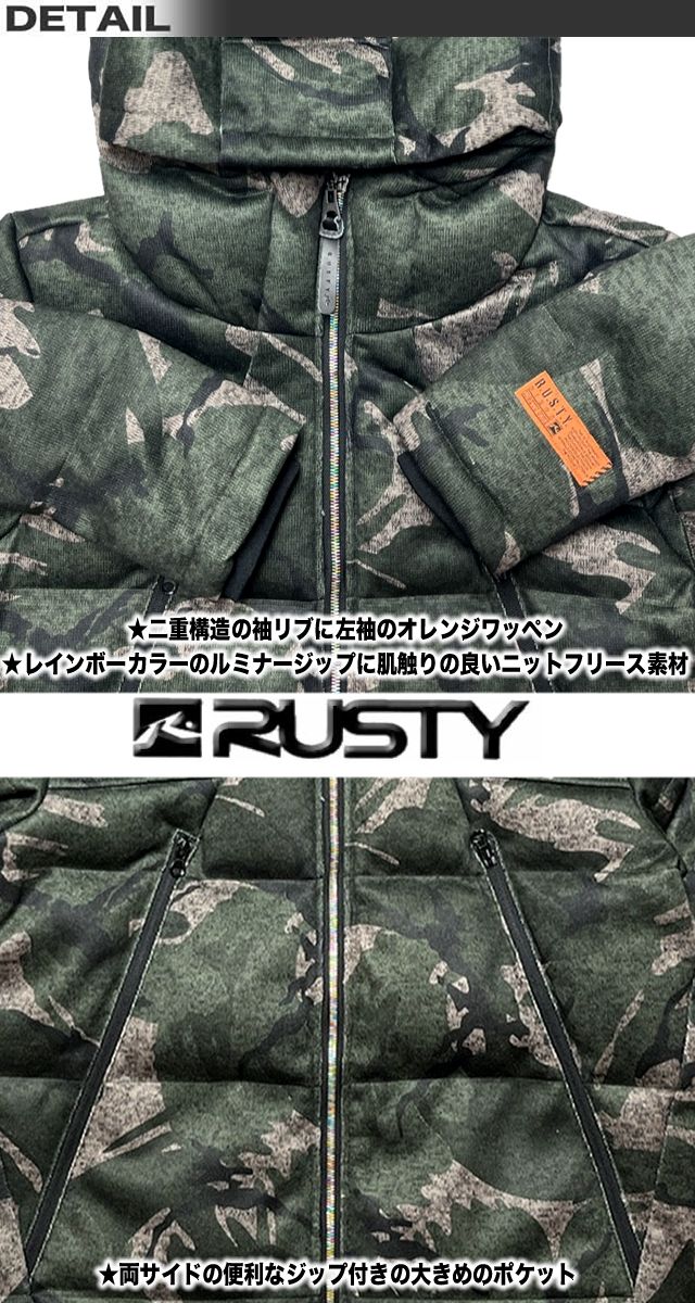 RUSTY ラスティー メンズ 中綿ジャケット パーカー フリース