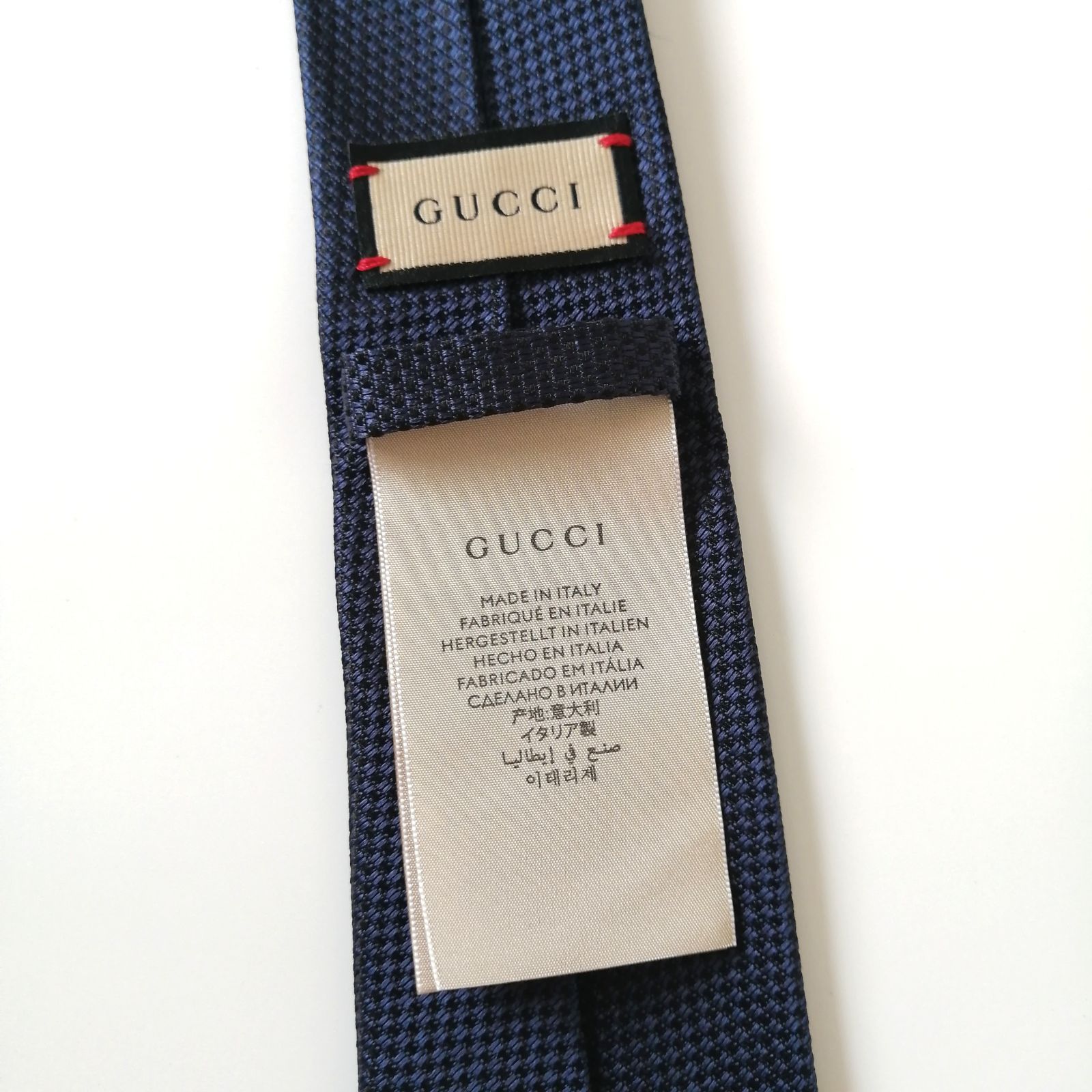 極美品 グッチ GUCCI ネクタイ シェリーライン ネイビー 【59