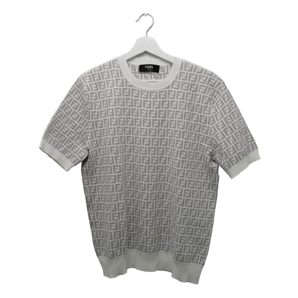 名東】フェンディ ズッカ柄 ニットTシャツ FZY443 AKEW F1HXT