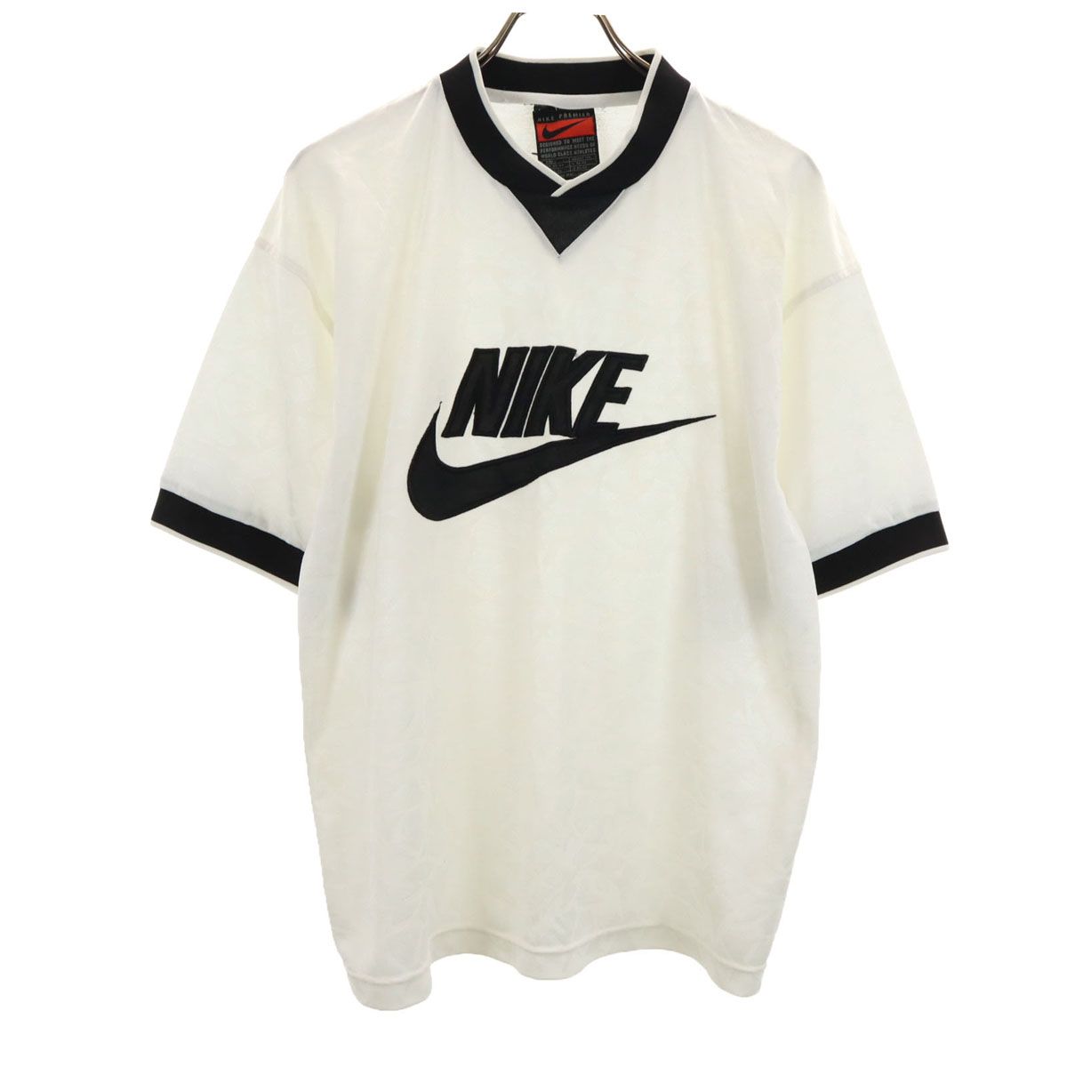 NIKE ナイキ　サッカーシャツ　メンズ　L ホワイト　ブルー　ストライプ ナイキ NIKE サッカー フットサル 半袖 Tシャツ カットソー L 白系