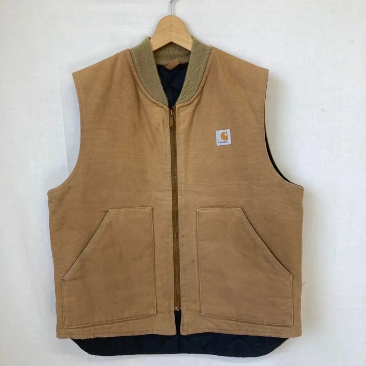 Carhartt キルティングベスト ブラウン 古着 80s USA製 Carhartt コーデュロイ キルティング ブラウン