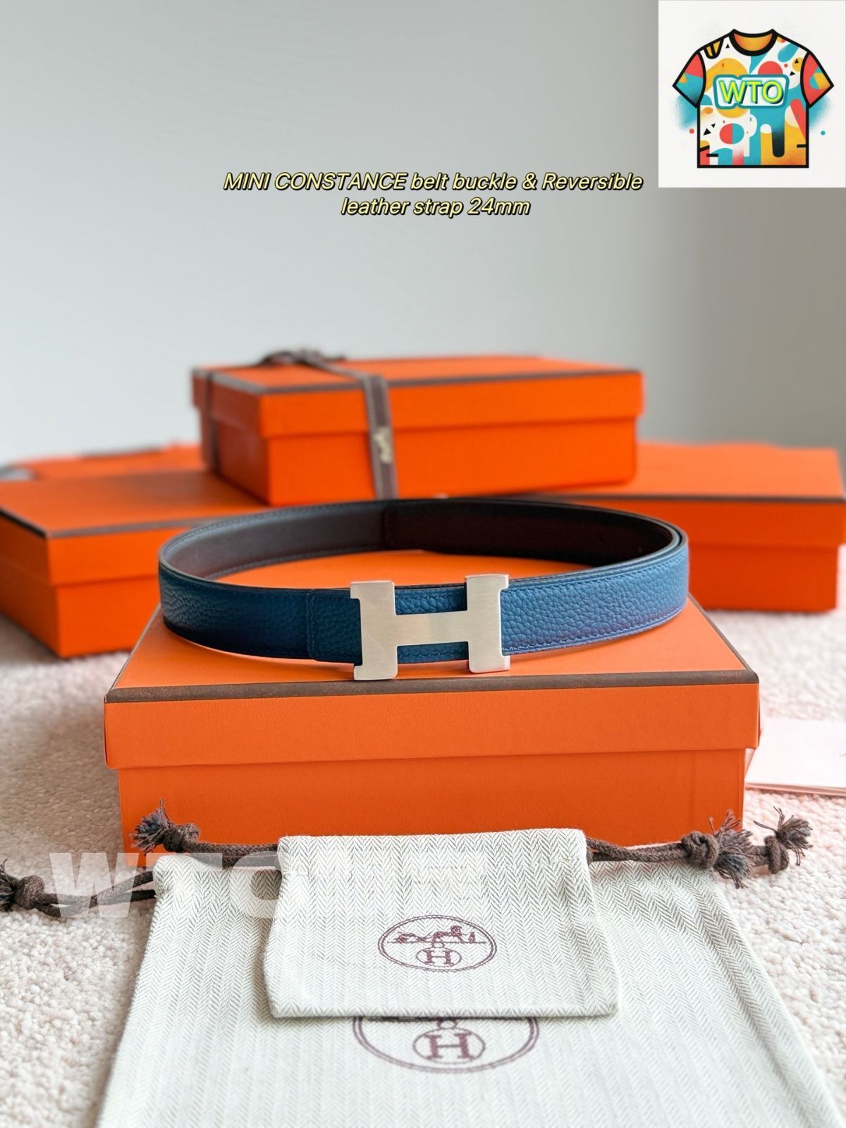 【HERMES】\"Mini Constance\"バックル☆レザーベルト 24mm 送料込 Mini Constance belt buckle & Reversible leather strap 24 mm
